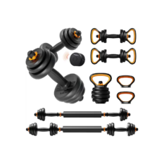 Mancuernas - FED Pack Smart Kit Mancuernas+Barra+Pesa Rusa 30 kg + Sensor, Negro